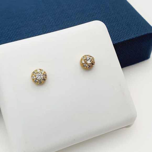 "14K Gold Plated Cubic Zircon Earrings, INUS1BR043 - Picture 3 of 9